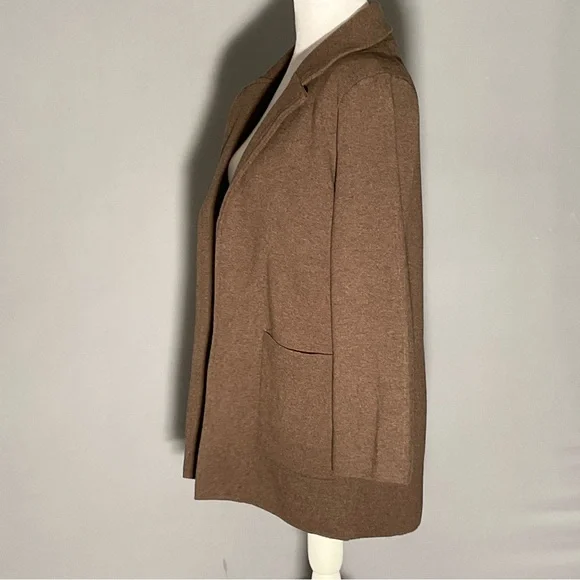 Quince Organic Cottin Knit Blazer Cardigan XS Brown Minimalist Capsule Wardrobe - Picture 10 of 16